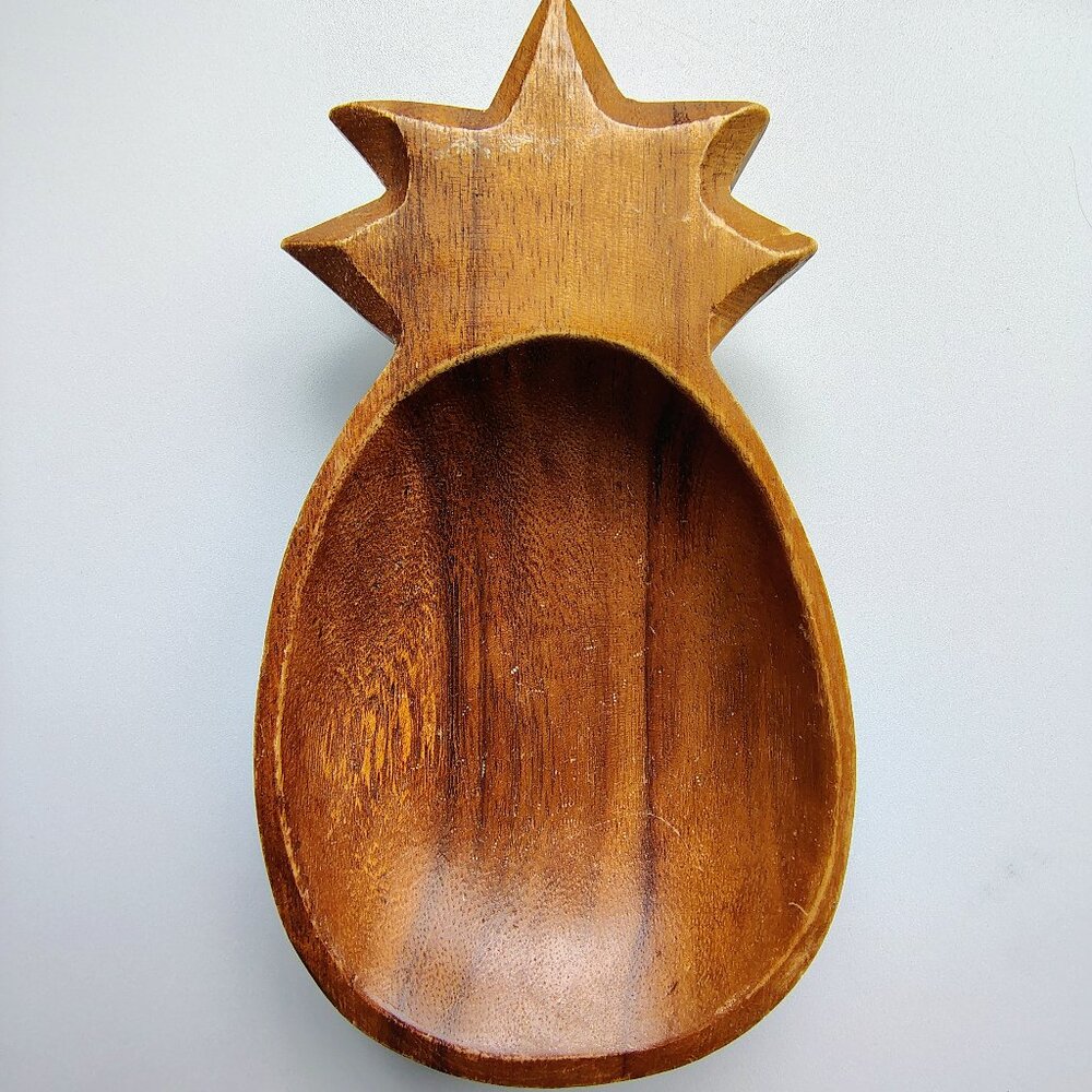 Vintage Monkey-Pod Pineapple Shaped Dish Honolulu, Hawaii